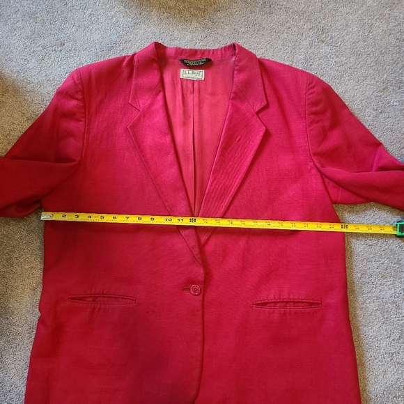 LL Bean Vintage Women's Blazer Size 20 Petite Linen Cotton Blend Red Long Sleeve - Picture 10 of 10
